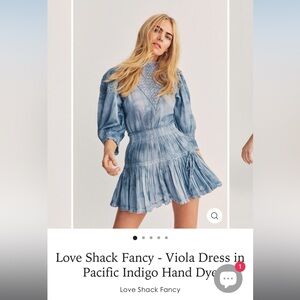Love Shack Fancy Viola dress in pacific Indigo sz Xs